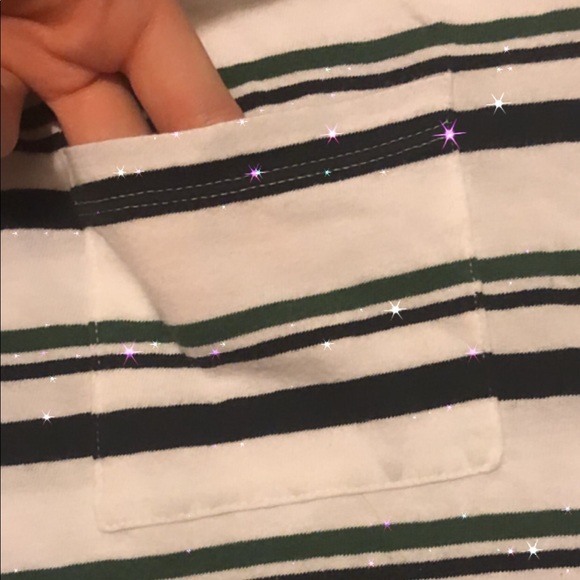 ✨black/green/white striped tee✨ - Picture 2 of 4